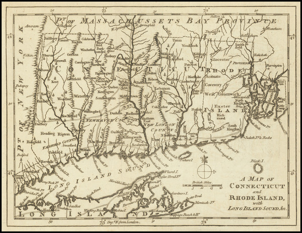 51-New England, Connecticut and Rhode Island Map By Gentleman's Magazine