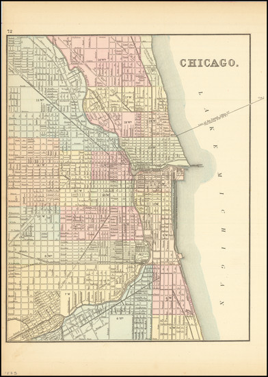 100-Chicago Map By William Bradley / Samuel Augustus Mitchell Jr.