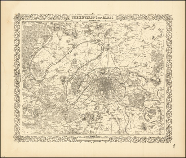 96-Paris and Île-de-France Map By Joseph Hutchins Colton