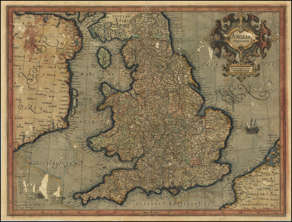 88-England Map By  Gerard Mercator