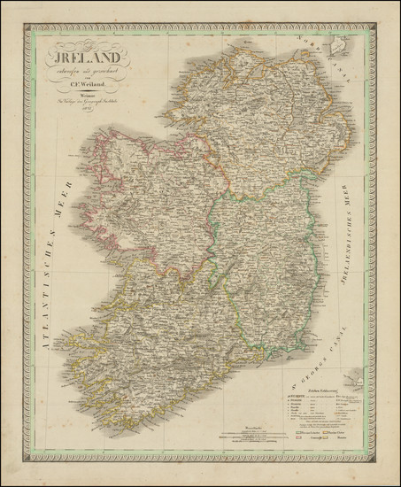 77-Ireland Map By Carl Ferdinand Weiland