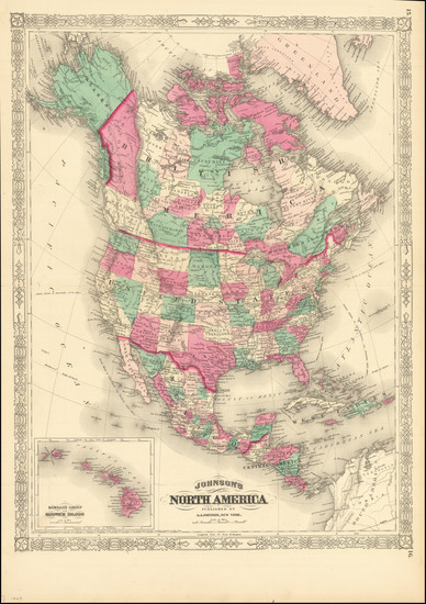 85-Hawaii, North America and Hawaii Map By Alvin Jewett Johnson