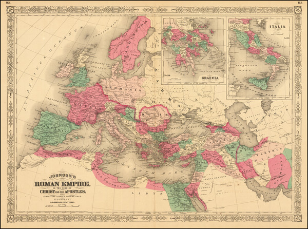 41-Europe, Balkans, Italy and Mediterranean Map By Alvin Jewett Johnson