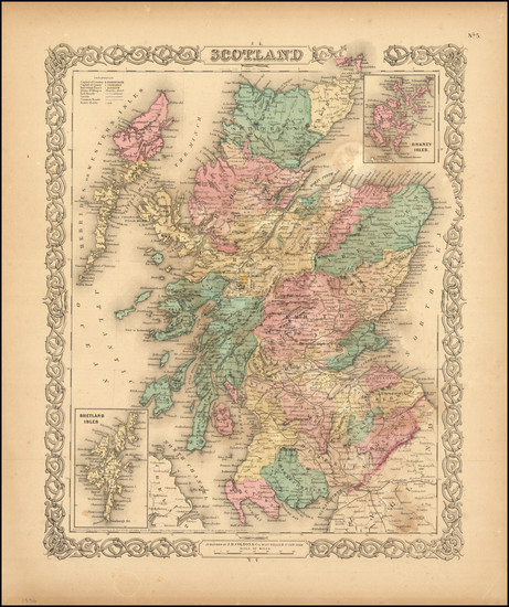 67-Scotland Map By Joseph Hutchins Colton