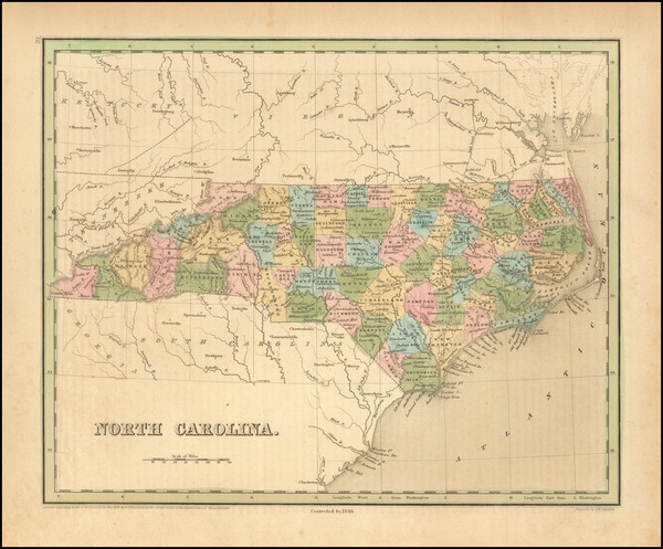 94-North Carolina Map By Thomas Gamaliel Bradford