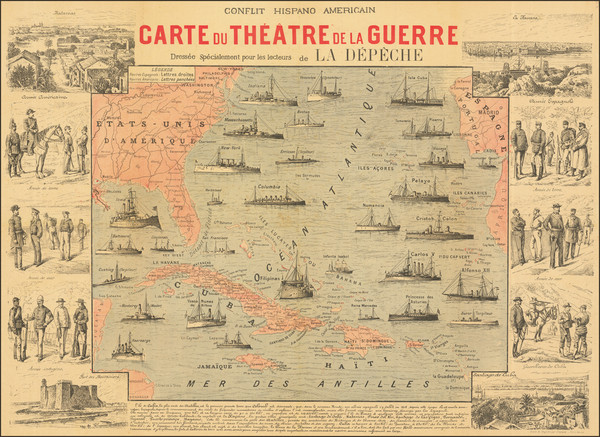 29-Atlantic Ocean and Cuba Map By La Depeche