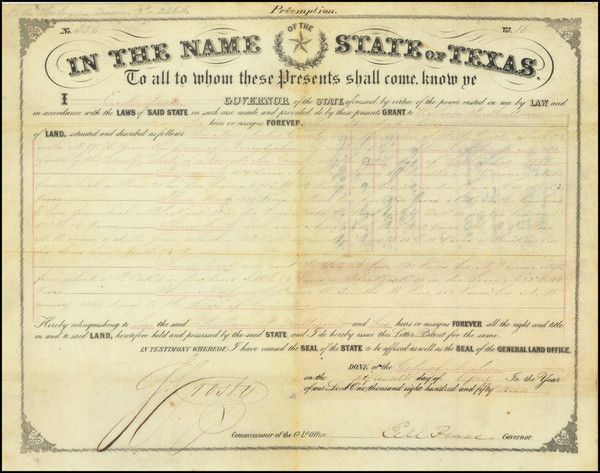 78-Texas Map By Texas General Land Office / Elisha M. Pease