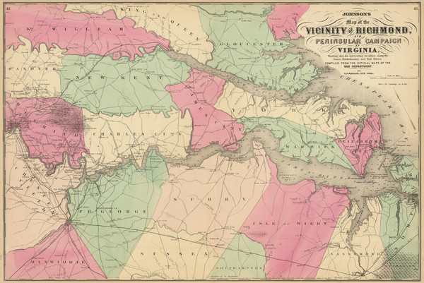 36-Virginia and Civil War Map By Alvin Jewett Johnson / Benjamin P Ward