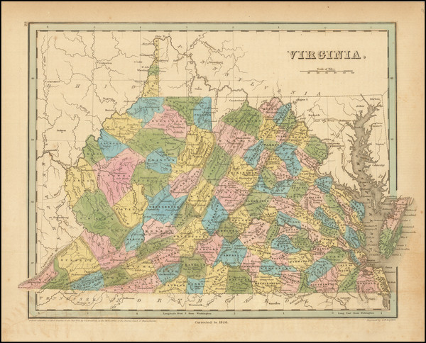 37-West Virginia and Virginia Map By Thomas Gamaliel Bradford