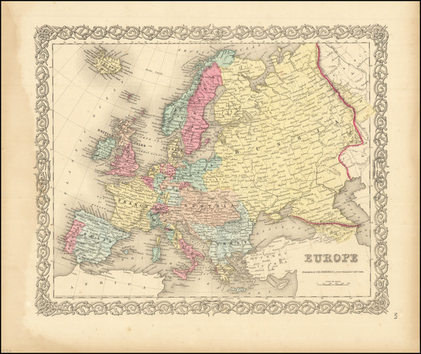 87-Europe and Europe Map By Joseph Hutchins Colton