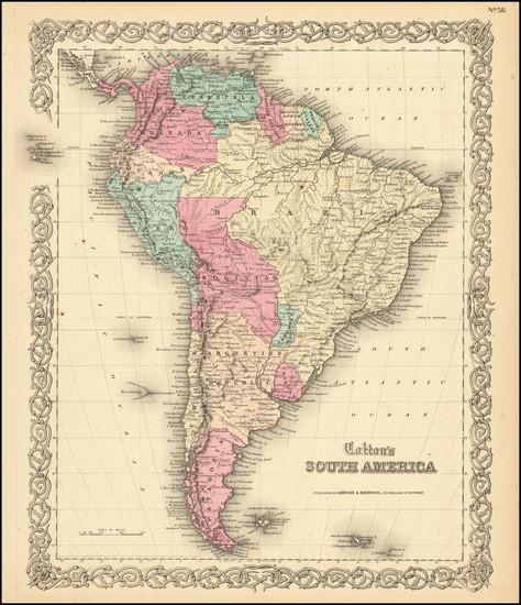 68-South America Map By Joseph Hutchins Colton