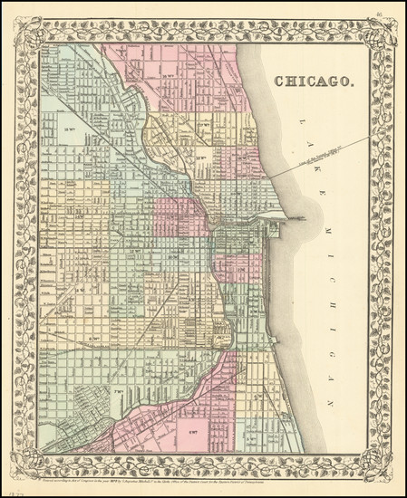 55-Illinois and Chicago Map By Samuel Augustus Mitchell Jr.