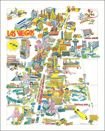 37-Nevada, Pictorial Maps and Travel Posters Map By Information Las Vegas