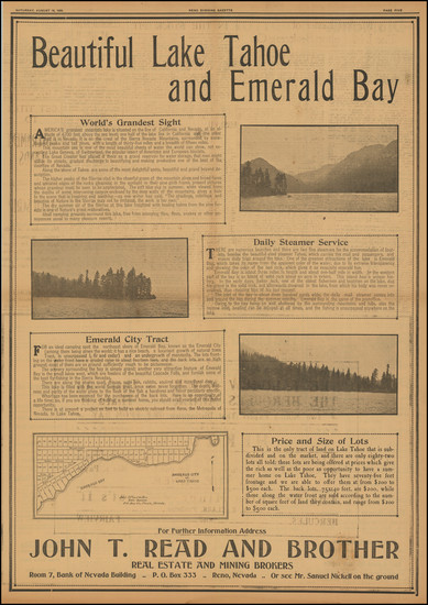 100-Nevada, California and Other California Cities Map By Reno Evening Gazette