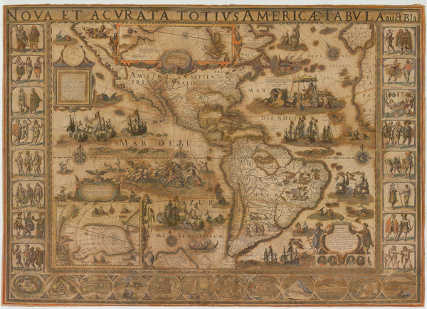 18-Polar Maps, Australia and America Map By Willem Janszoon Blaeu / Anonymous