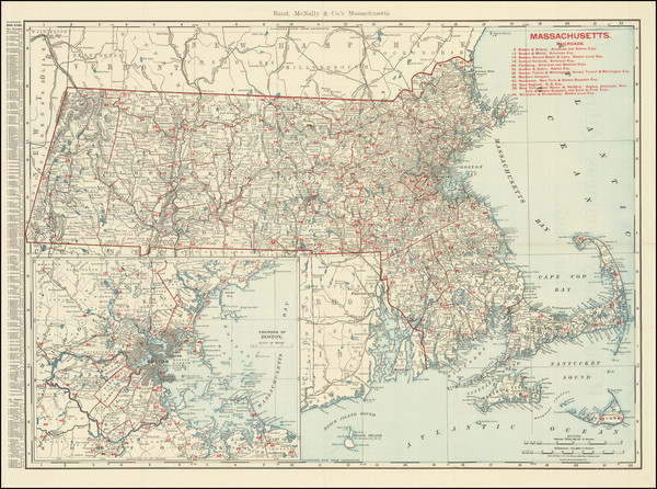 15-Massachusetts Map By Rand McNally & Company