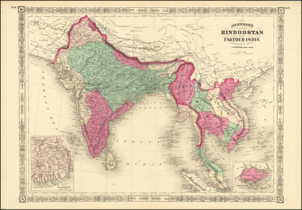 23-Southeast, India and Thailand, Cambodia, Vietnam Map By Alvin Jewett Johnson