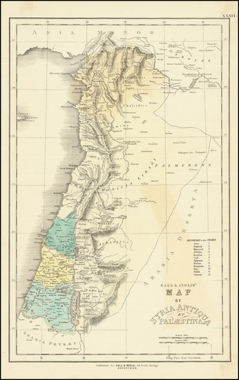 68-Holy Land Map By Gall & Inglis