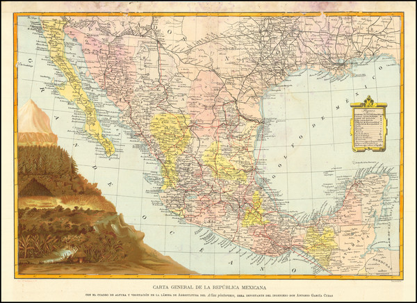 41-Mexico Map By Tipo Litografia de Espasa y Cia