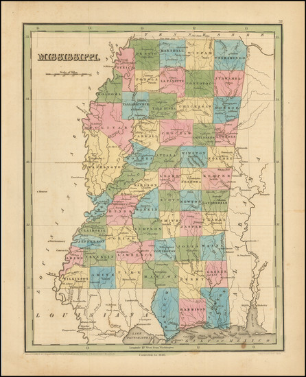 32-Mississippi Map By Thomas Gamaliel Bradford