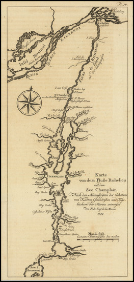 56-New England, Vermont and New York State Map By Pierre Francois Xavier de Charlevoix