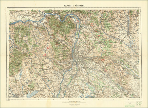 78-Hungary Map By Magyar Kiralyi Honved Terkepeszeti Intezet