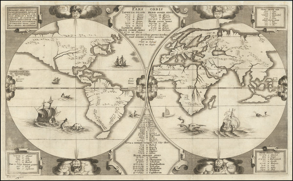 56-World and Australia Map By Benedictus Arias Montanus