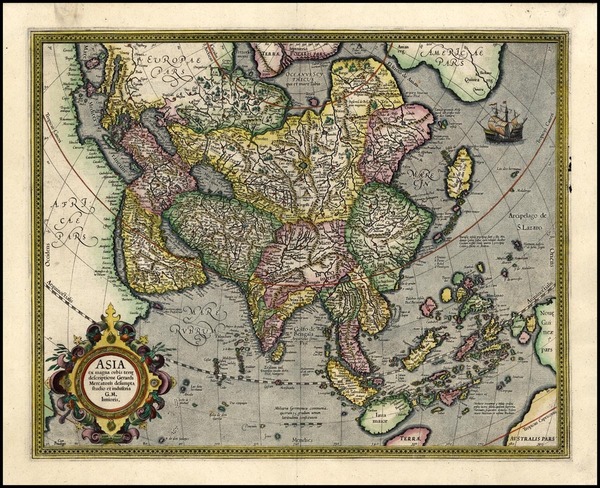 76-Asia and Asia Map By Gerhard Mercator