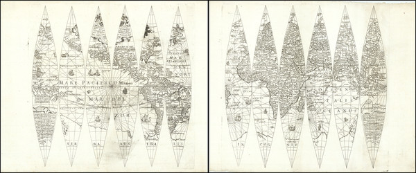 44-World and Globes & Instruments Map By Jodocus Hondius / Giuseppe Rossi