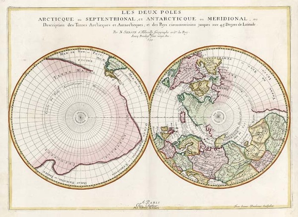 66-World, World, Polar Maps and Canada Map By Nicolas Sanson