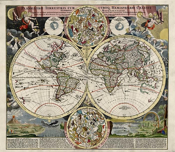 58-World, World, Celestial Maps and Curiosities Map By Johann Baptist Homann