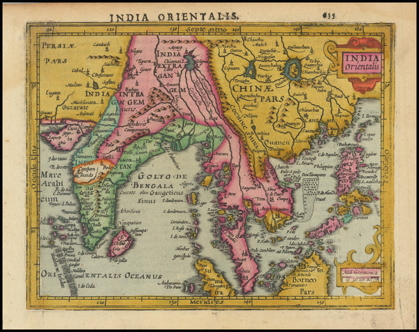 40-India, Southeast Asia, Philippines and Thailand, Cambodia, Vietnam Map By  Gerard Mercator