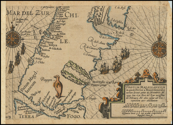 27-Argentina and Chile Map By Olivier Van Noort / Isaac. Commelin