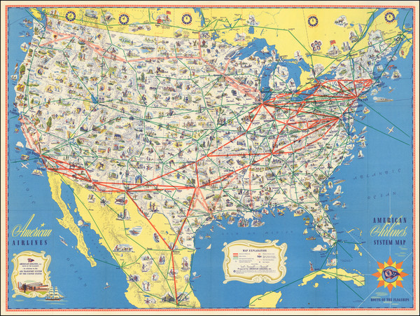 98-United States and Pictorial Maps Map By American Airlines