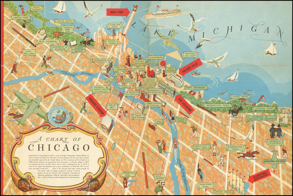 40-Pictorial Maps and Chicago Map By Chicago Association of Commerce