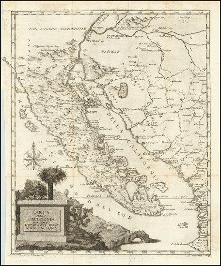 4-Arizona, Baja California and California Map By Francesco Saverio Clavigero