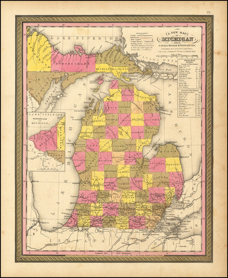 2-Michigan Map By Samuel Augustus Mitchell