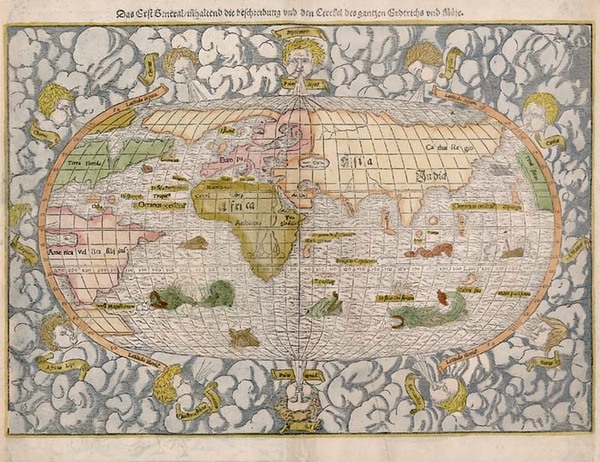 59-World and World Map By Sebastian Munster