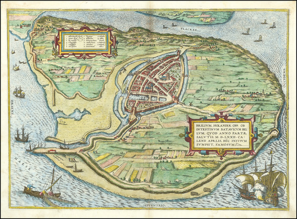 32-Netherlands Map By Georg Braun  &  Frans Hogenberg