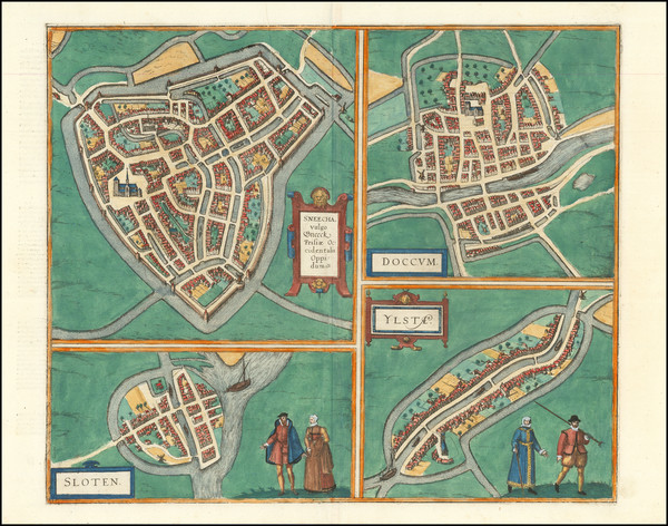 91-Netherlands Map By Georg Braun  &  Frans Hogenberg