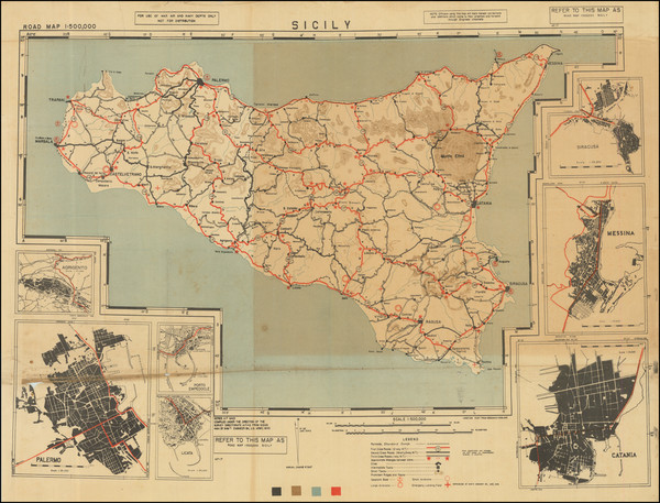 69-Sicily and World War II Map By U.S. War Department