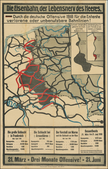 95-World War I and Germany Map By Hofbuchdruckerei Hermann Bergmann