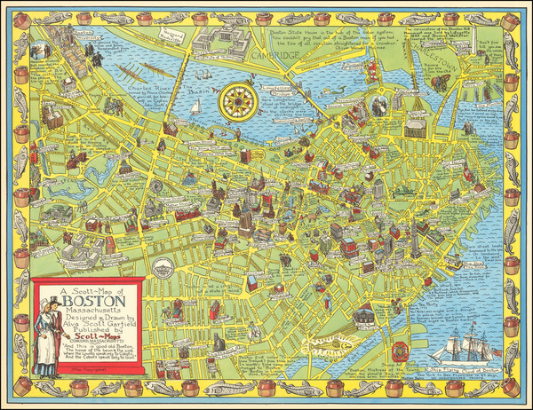 58-Pictorial Maps and Boston Map By Alva Scott Garfield