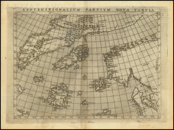 62-Polar Maps, Atlantic Ocean, Scandinavia and Iceland Map By Girolamo Ruscelli