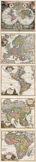 87-World, World and Curiosities Map By Johann Baptist Homann