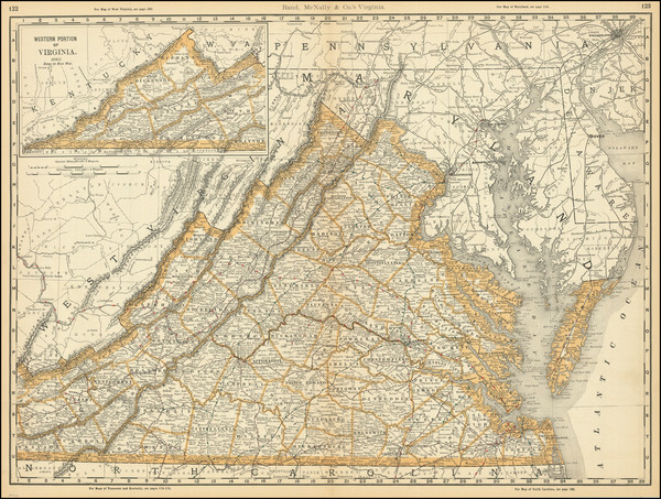 93-West Virginia and Virginia Map By Rand McNally & Company