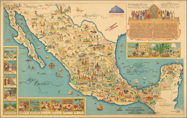 96-Mexico and Pictorial Maps Map By Miguel Gómez Medina