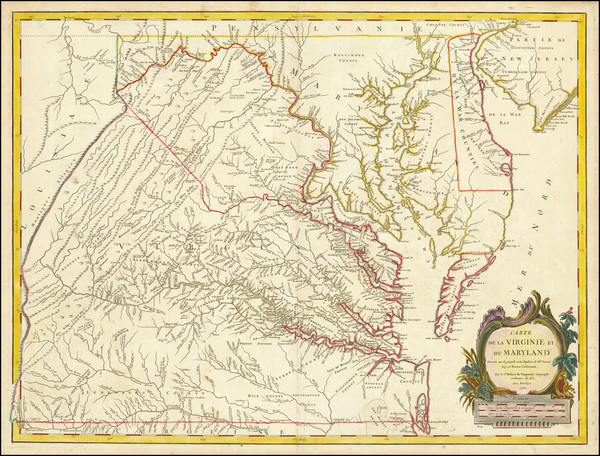 64-Mid-Atlantic, Delaware, Southeast and Virginia Map By Gilles Robert de Vaugondy