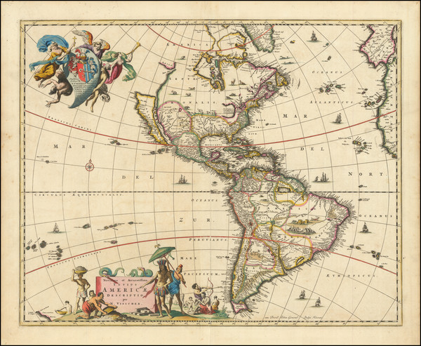 48-California as an Island and America Map By Nicolaes Visscher I