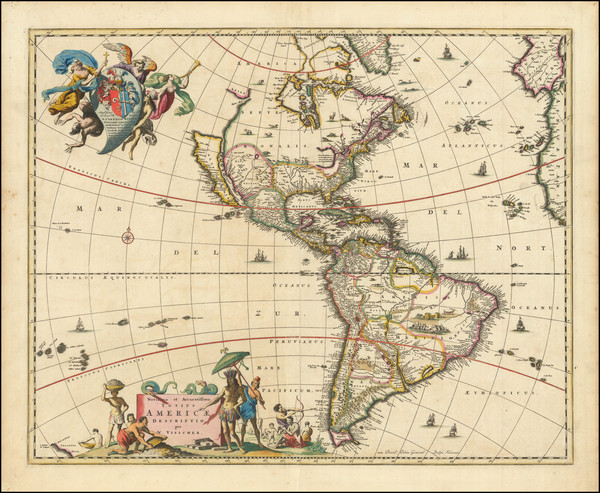 21-California as an Island and America Map By Nicolaes Visscher I